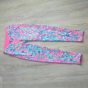 Lilly Pulitzer S luxletic leggings pink and blue ankle length stretchy y…